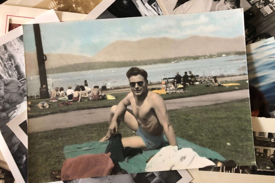 Photo of my father at the beach